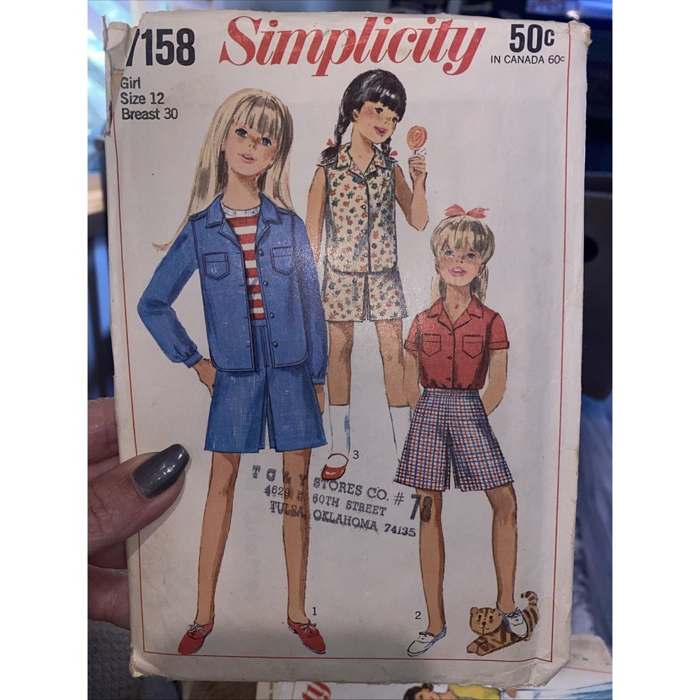 Vintage 1967 Simplicity Girls Outfit Sewing Pattern 7158 Size 12 Cut Complete